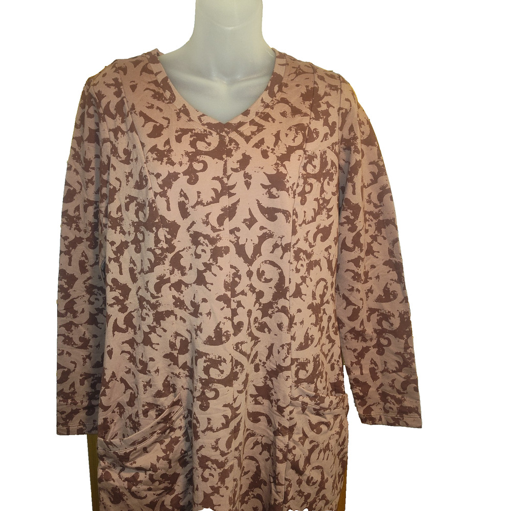 d&co Women’s Brown Patterned Casual Boho Midi Dress Size M BG30 - Picture 2 of 4